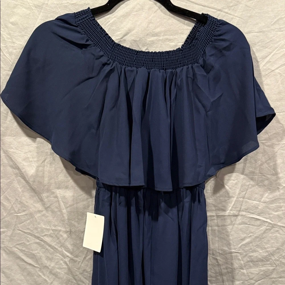 Show Me Your MuMu Off-Shoulder Blue Maxi Dress - Picture 7 of 10